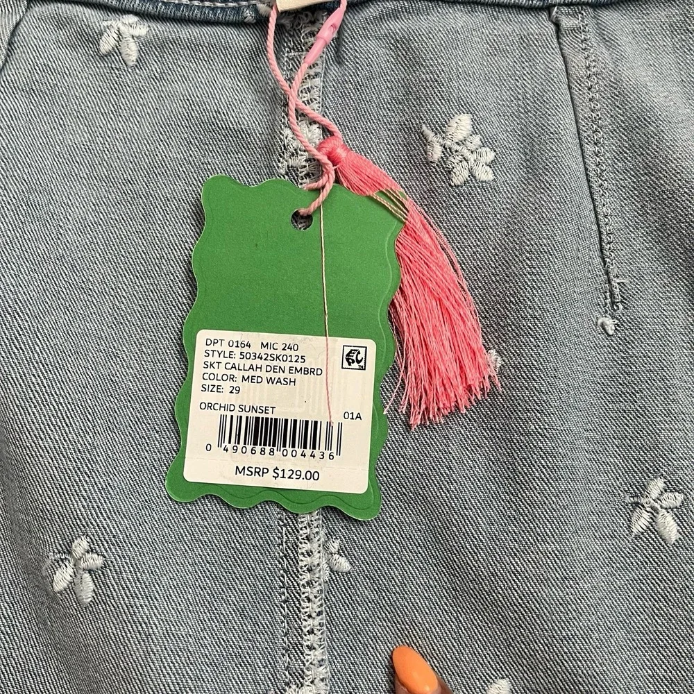 Chelsea & Violet‎ Callah Floral Embroidered Denim Mini Skirt Juniors Women Sz 29 - Picture 5 of 14